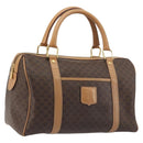 CELINE Macadam Canvas Boston Bag PVC Leather Brown Gold Auth 198748-1
