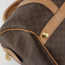 CELINE Macadam Canvas Boston Bag PVC Leather Brown Gold Auth 198748-14