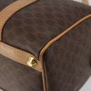CELINE Macadam Canvas Boston Bag PVC Leather Brown Gold Auth 198748-15
