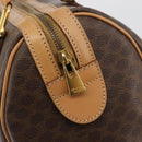 CELINE Macadam Canvas Boston Bag PVC Leather Brown Gold Auth 198748-18