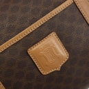 CELINE Macadam Canvas Boston Bag PVC Leather Brown Gold Auth 198748-19
