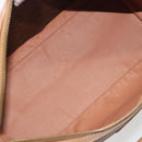 CELINE Macadam Canvas Boston Bag PVC Leather Brown Gold Auth 198748-10