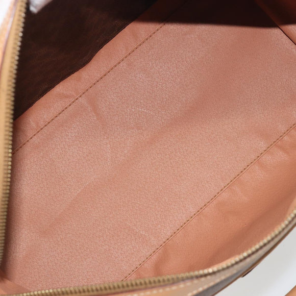 CELINE Macadam Canvas Boston Bag PVC Leather Brown Gold Auth 198748