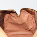 CELINE Macadam Canvas Boston Bag PVC Leather Brown Gold Auth 198748-20