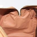 CELINE Macadam Canvas Boston Bag PVC Leather Brown Gold Auth 198748-21