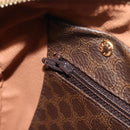CELINE Macadam Canvas Boston Bag PVC Leather Brown Gold Auth 198748-22