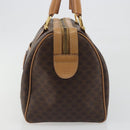 CELINE Macadam Canvas Boston Bag PVC Leather Brown Gold Auth 198748-3