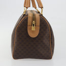 CELINE Macadam Canvas Boston Bag PVC Leather Brown Gold Auth 198748-4