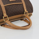 CELINE Macadam Canvas Boston Bag PVC Leather Brown Gold Auth 198748-7
