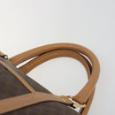 CELINE Macadam Canvas Boston Bag PVC Leather Brown Gold Auth 198748-8