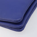 CELINE Trio Shoulder Bag Leather Blue Gold Auth 198751-9