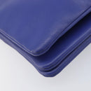 CELINE Trio Shoulder Bag Leather Blue Gold Auth 198751-16