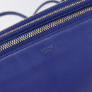 CELINE Trio Shoulder Bag Leather Blue Gold Auth 198751-17