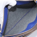 CELINE Trio Shoulder Bag Leather Blue Gold Auth 198751-11