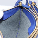 CELINE Trio Shoulder Bag Leather Blue Gold Auth 198751-18