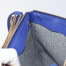 CELINE Trio Shoulder Bag Leather Blue Gold Auth 198751-19