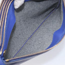 CELINE Trio Shoulder Bag Leather Blue Gold Auth 198751-21