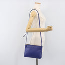 CELINE Trio Shoulder Bag Leather Blue Gold Auth 198751-22