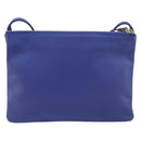 CELINE Trio Shoulder Bag Leather Blue Gold Auth 198751-2