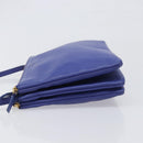 CELINE Trio Shoulder Bag Leather Blue Gold Auth 198751-4
