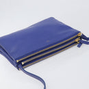 CELINE Trio Shoulder Bag Leather Blue Gold Auth 198751-6