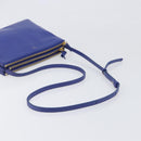 CELINE Trio Shoulder Bag Leather Blue Gold Auth 198751-7