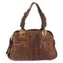Chloe Hand Bag Leather Brown Gold Auth 198752-13