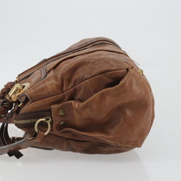 Chloe Hand Bag Leather Brown Gold Auth 198752