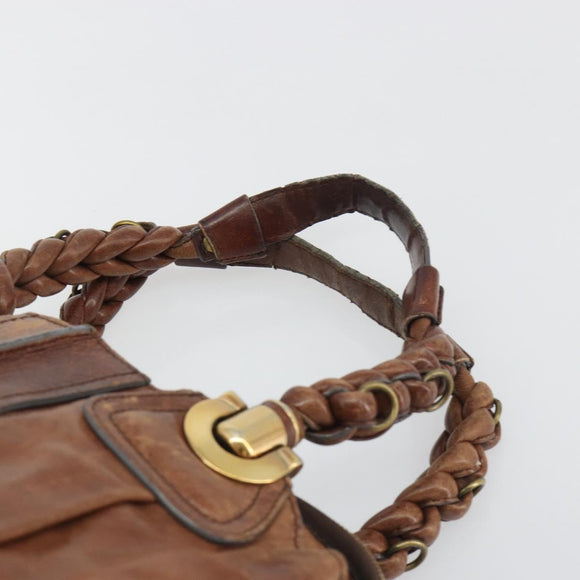 Chloe Hand Bag Leather Brown Gold Auth 198752