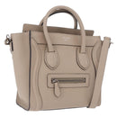 CELINE Luggage Nano Hand Bag Leather 2way Beige Auth 198753V-1