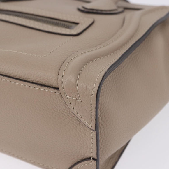 CELINE Luggage Nano Hand Bag Leather 2way Beige Auth 198753V