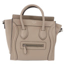 CELINE Luggage Nano Hand Bag Leather 2way Beige Auth 198753V-13