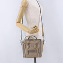 CELINE Luggage Nano Hand Bag Leather 2way Beige Auth 198753V-26