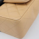 CHANEL Mini Matelasse Chain Shoulder Bag Lamb Skin Beige Gold CC Auth 198755SAM-16
