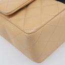CHANEL Mini Matelasse Chain Shoulder Bag Lamb Skin Beige Gold CC Auth 198755SAM-17