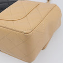 CHANEL Mini Matelasse Chain Shoulder Bag Lamb Skin Beige Gold CC Auth 198755SAM-18