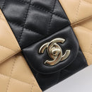 CHANEL Mini Matelasse Chain Shoulder Bag Lamb Skin Beige Gold CC Auth 198755SAM-20
