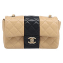 CHANEL Mini Matelasse Chain Shoulder Bag Lamb Skin Beige Gold CC Auth 198755SAM-13