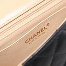 CHANEL Mini Matelasse Chain Shoulder Bag Lamb Skin Beige Gold CC Auth 198755SAM-23
