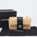 CHANEL Mini Matelasse Chain Shoulder Bag Lamb Skin Beige Gold CC Auth 198755SAM-12