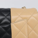 CHANEL Mini Matelasse Chain Shoulder Bag Lamb Skin Beige Gold CC Auth 198755SAM-3