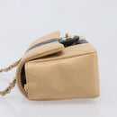 CHANEL Mini Matelasse Chain Shoulder Bag Lamb Skin Beige Gold CC Auth 198755SAM-5