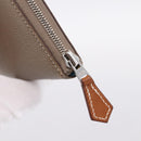 HERMES Azap Long Silk Inn Long Wallet Leather Beige Silver Auth 198757A-8