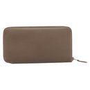 HERMES Azap Long Silk Inn Long Wallet Leather Beige Silver Auth 198757A-2