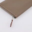 HERMES Azap Long Silk Inn Long Wallet Leather Beige Silver Auth 198757A-14