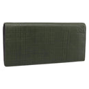 LOEWE Long Wallet Leather Green Silver Auth 198759A-1