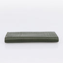 LOEWE Long Wallet Leather Green Silver Auth 198759A-5