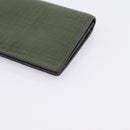 LOEWE Long Wallet Leather Green Silver Auth 198759A-7