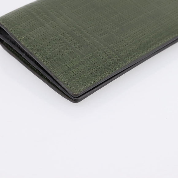 LOEWE Long Wallet Leather Green Silver Auth 198759A