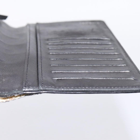 CHANEL Icon line Long Wallet Patent leather Black CC Auth 198760